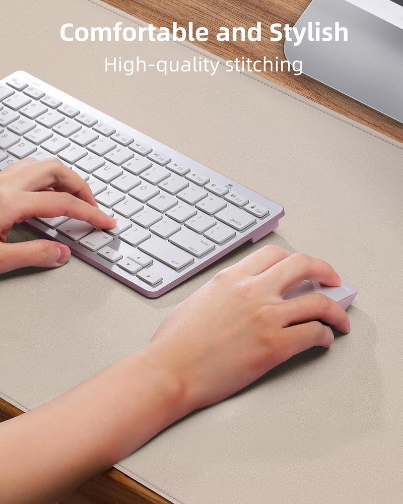 AFIING Extra Large Desk Mat - 63"x 17" Non-Slip Desk Pad for Office and Home - Ideal for Large Mouse Pad and Desk Mats on Top of Desks(Beige) - Image 4
